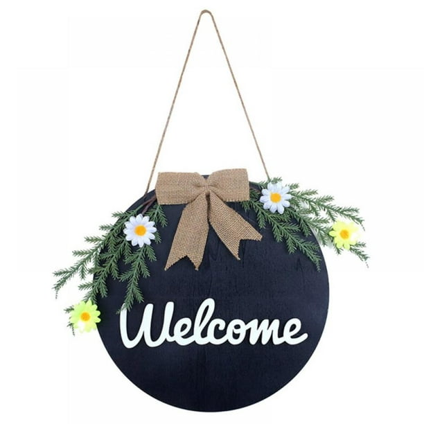 Details about  / 1X Rustic Round Flower Welcome Sign Wall Door Wreath Home Garden Porch Ornament